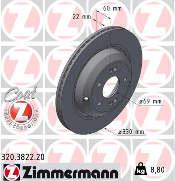2X Bremsscheibe Coat Z Zimmermann 320.3822.20 FüR Kia Stinger Ck Gdi Genesis G70-image