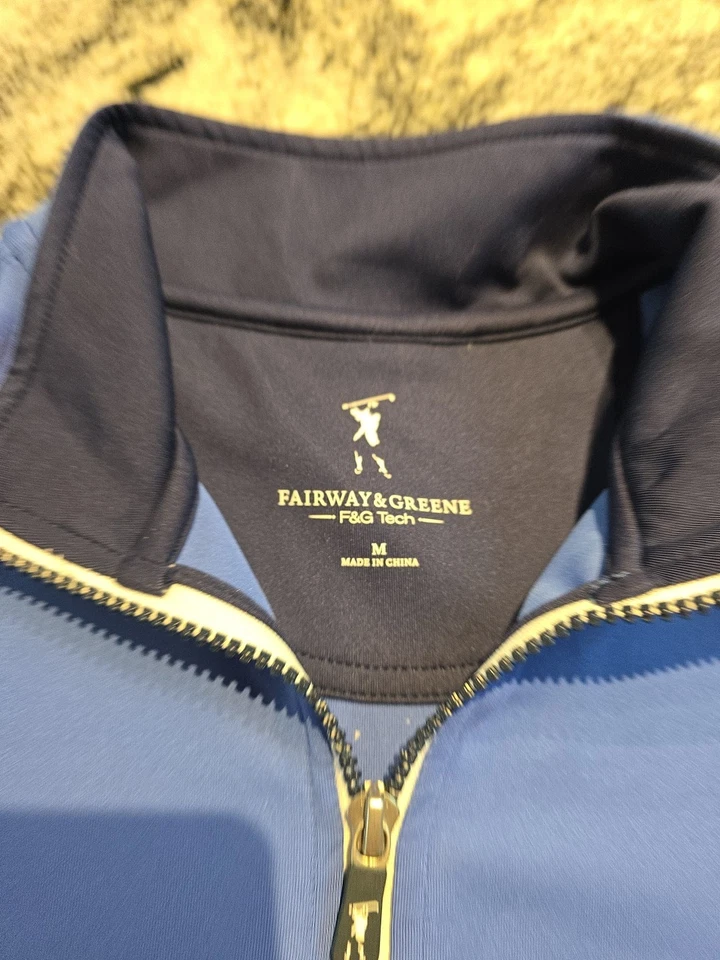 Suéter Pullover Fairway&Greene 1/4 Cremallera Azul Manga Larga Golf Marca G3 Foto 4 de 4
