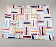 Vintage 60s 70s Patchwork Scrap CRIB DUVET COVER Memory Quilt Hand Stitched