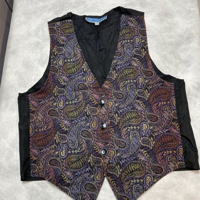 Embroidered Vest 90s Boho Size M Local Heroes Unique paisley Rich Multicolor.