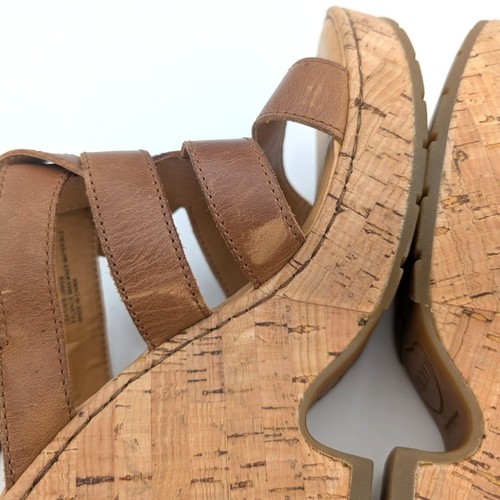 Sandalia de cuña Born Bernese Cage de cuero con plataforma de corcho marrón para mujer talla US9M - Imagen 6 de 10