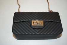 Classic Single Flap Turn Key Closure Shoulder Bag Black Purse