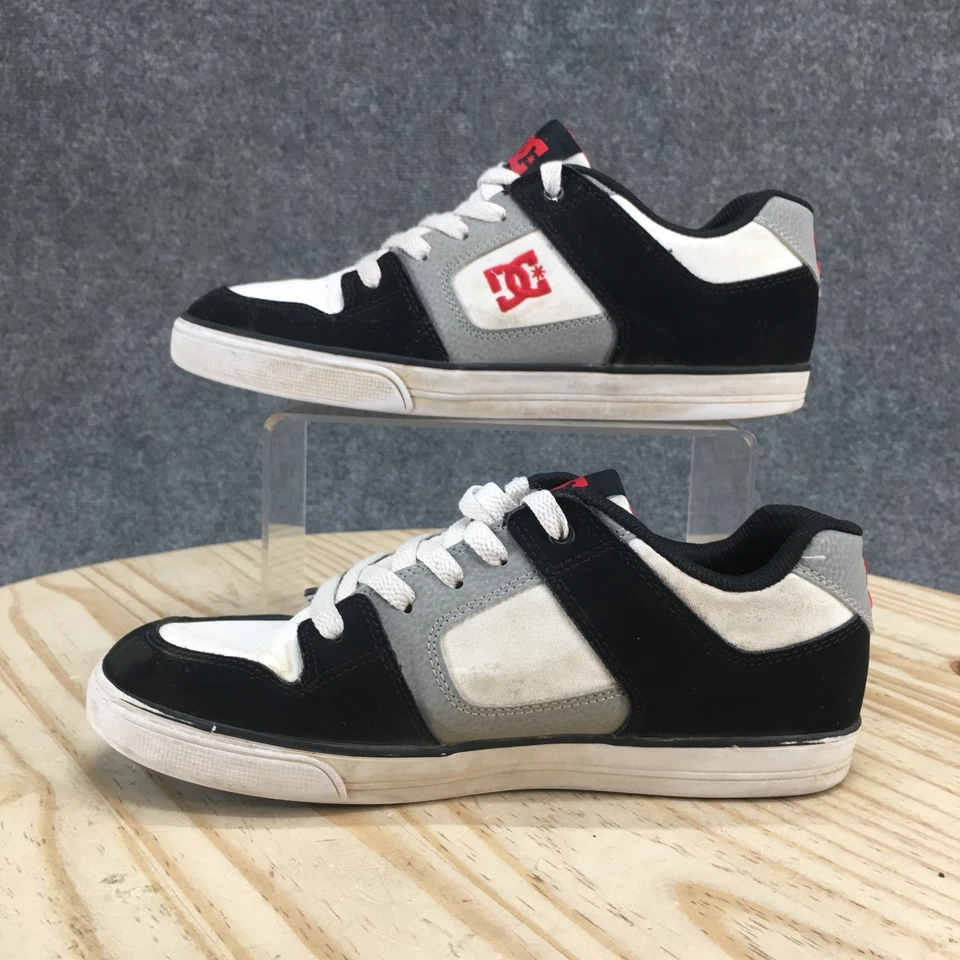 DC Shoes Youth 6.5 Skate Sneakers Black White Gray Low Top Lace Up Round Toe Foto 2 de 4