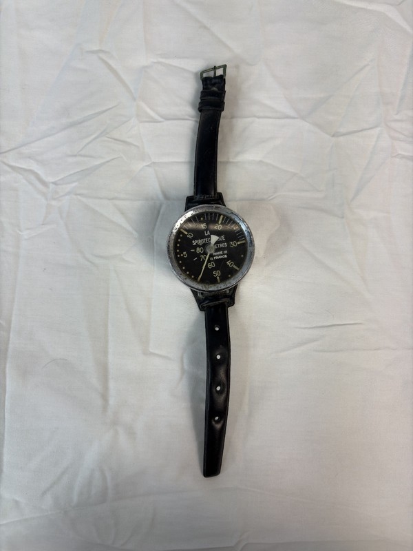 Vintage 1970s La Spirotechnique 80m Scuba Depth Gauge Military Diver Watch Strap