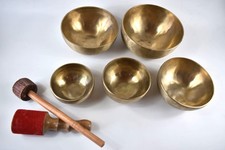 Singing Bowls Set of 5 - Matt - 3.8kg - Sound Therapy & Meditation Sound Massage