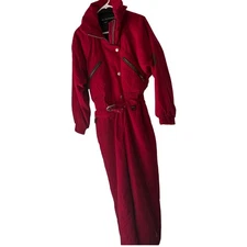 Vintage Blackbear Red Ski Suit Women's Size 10 Snowsuit One Piece Winter Outfit