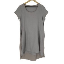 Fresh Laundry Womens 100% Linen Lagenlook Shift Dress Size L Gray Made in USA