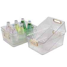 4 Pack Multi-Use Clear Organizer Bin, Small Plastic Storage Container