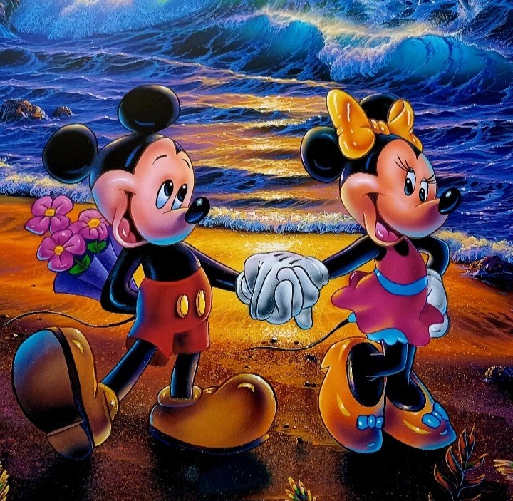 Disney Christina Riese Lassen Watch Mickey Minnie Seaside Romance New Battery Thomas Kinkade DISNEY Mickey Minnie MOUSE Hawaii BEACH  main image 3