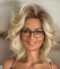 Short Ombre Blonde Wave Wig 13X4 Lace Front Human Hair Wigs for Daily