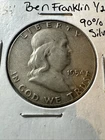 1954 Franklin Half Dollar AU Not Graded 90% Silver- Made In USA- Sounds Good