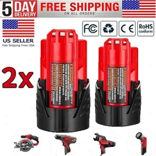 2 Pack 3.0Ah For MILWAUKEE 48-11-2401 12V Lithium Ion Battery 48-11-2420 NEW