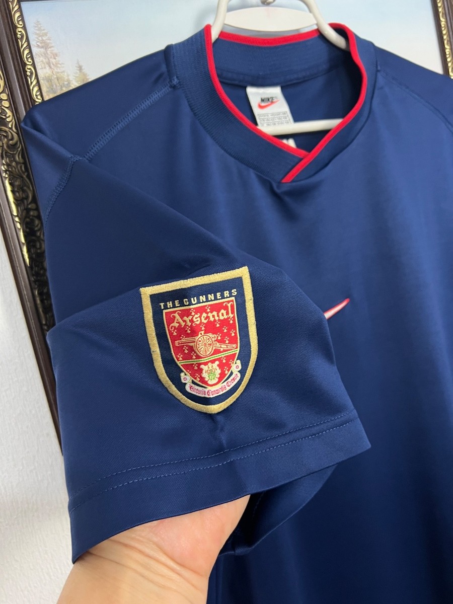 Vintage 90's Nike Arsenal Football Train Blue Shirt Soccer Jersey