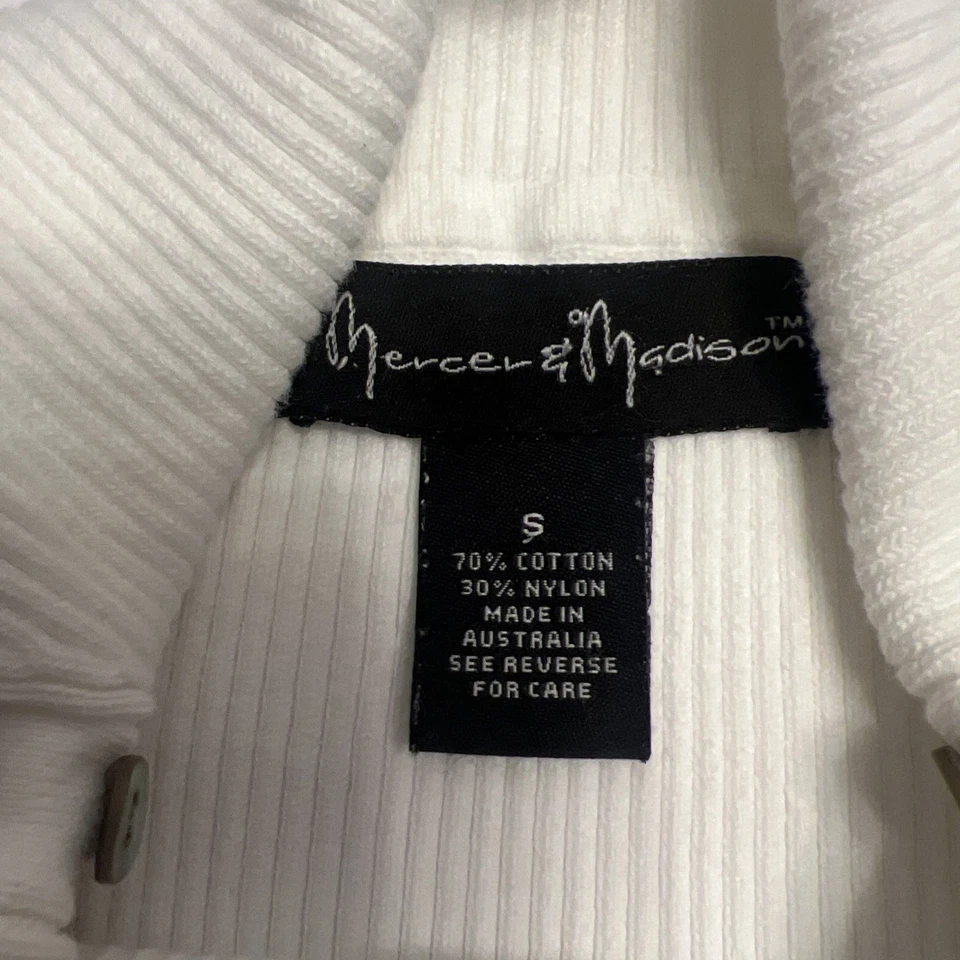 mercer & madison blouse white sweater turtleneck Shell Buttons Made In Australia - Image 2 of 4