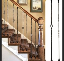 Iron Balusters for Staircase, 16 Pack Wrought Iron Balusters, 1/2" Hollow Bronz