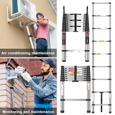 3.8m Stainless Steel Telescopic Extendable ladder 150KG Capacity Light Weight UK