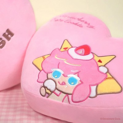 Cookie Run Kingdom Strawberry Crepe Crash Lovely Heart Pillow Cushion Plush Toy