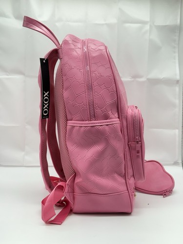 XOXO Women's Pink Leather Backpack With Pink Hearts Design/XOXO Logo - XOH493 - Picture 6 of 12