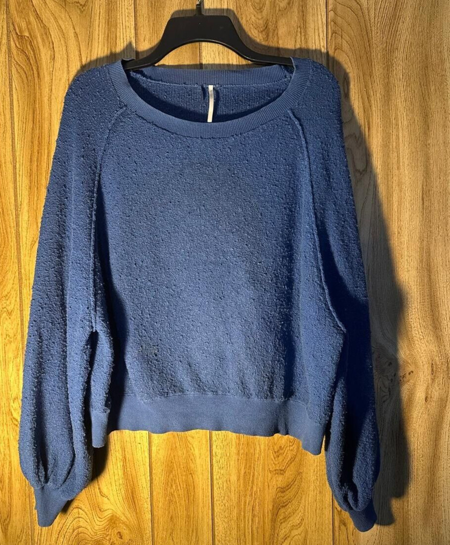 Free People | Found my Friend Blue Textured Women's Pullover Sweater