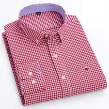 Men's Oxford Dress Shirts Business Casual Long Sleeves Slim Fit Cotton Shirt Top