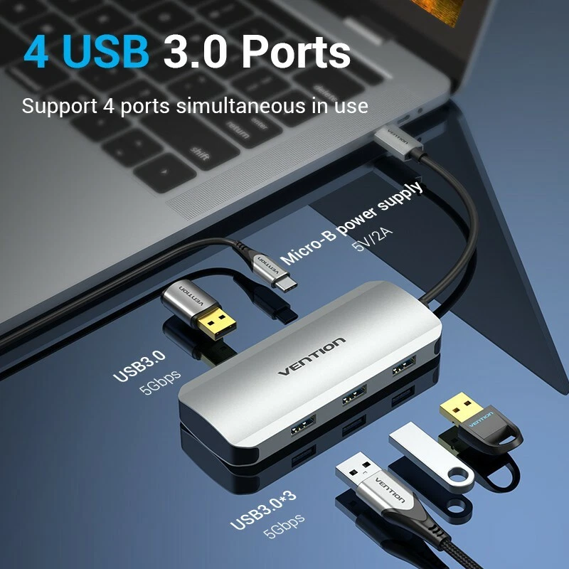 USB C Hub 5 in 1 Type C to USB 3.0 Micro B Docking Station for Macbook Laptop PC - Image 3 of 4