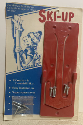 NOS Vintage Ski-Up Ski Rack Storage Organizer Hold Wall Mount Red Plastic Canada