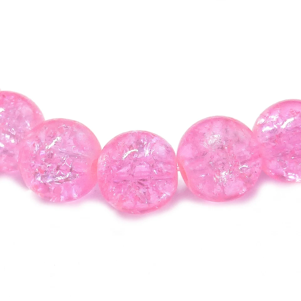 Glasperlen Crackle rund 8 mm rosa ca. 105 Perlen Spacer nenad-design - Bild 4 von 4