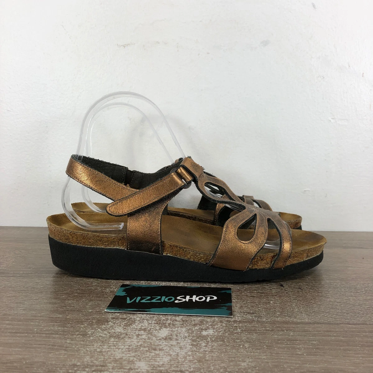 Naot Leather Metallic Brown Bronze Strappy Sandals Women s 8 EUR
