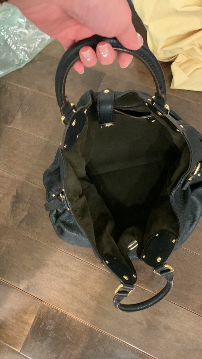 BLACK LOUIS VUITTON XL MAHINA BAG PURSE Handbag. Excellent