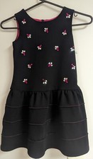 US Angels Black Sleeveless Girls Dress With Pink/White Beads Size 6X