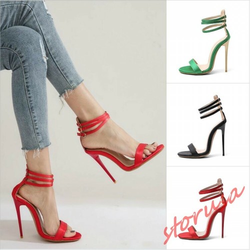 Zapatos Stiletto Para Mujer Baile de graduación de taco alto Bomba Sandalias  Puntera Abierta Correa De Tobillo Sandalias | eBay