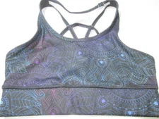 Unbranded Size M Sport Bra Black Wireless Unlined Floral Racerback Pullover