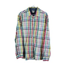 Carbon2Cobalt Dress Shirt Mens Large Multi Color Plaid Long Sleeve Cotton
