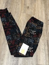 OS LuLaRoe One Size Leggings Black Background Vintage Phones Unicorn NWT
