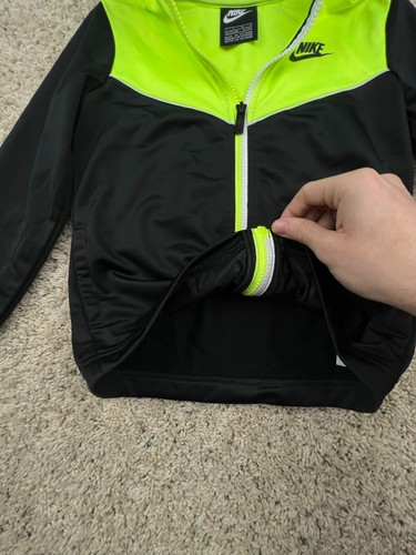 Nike Youth Boys Black Neon Yellow Jacket Full Zip Size 7 Long Sleeve Polyester - Picture 5 of 10