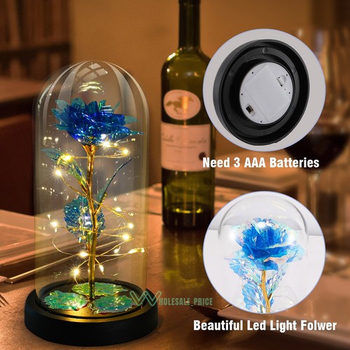 Enchanted Rose Flower Forever In Glass Dome LED Light Valentine's Day Gift Decor - Picture 113 of 278