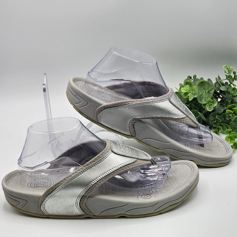 Sandálias tanga feminina TheraShoe calçado terapêutico grande 9-10 conforto prata - Imagem 3 de 4