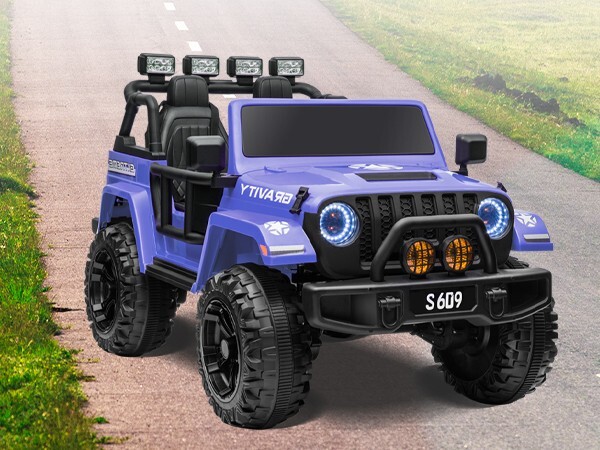 ZEOPHOL Ride On Truck Jeep 12V Electric Kids Toys Car 2 Seat 3 Speed Remote Blue