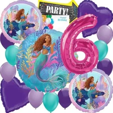 Anagram The Little Mermaid Birthday Party Foil Balloon Bouquet Set, Birthday 6th