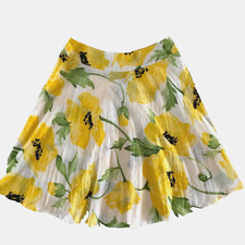 Vintage Sag Harbor Skirt Women's Sz 12 Yellow Floral midi Cotton A-Line Boho