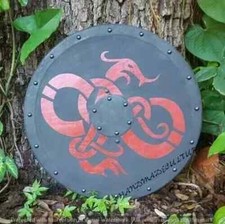 Larp Medieval Warrior Viking , 24" inch Wooden Shield Halloween Wall Decor/Gift