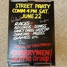 Beatles Quarrymen Signed Poster Colin Hanson Len Garry Rod Davis Charles Roberts