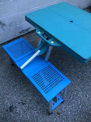 Vintage Blue Northstar Handy Folding Suitcase Picnic Versa Table