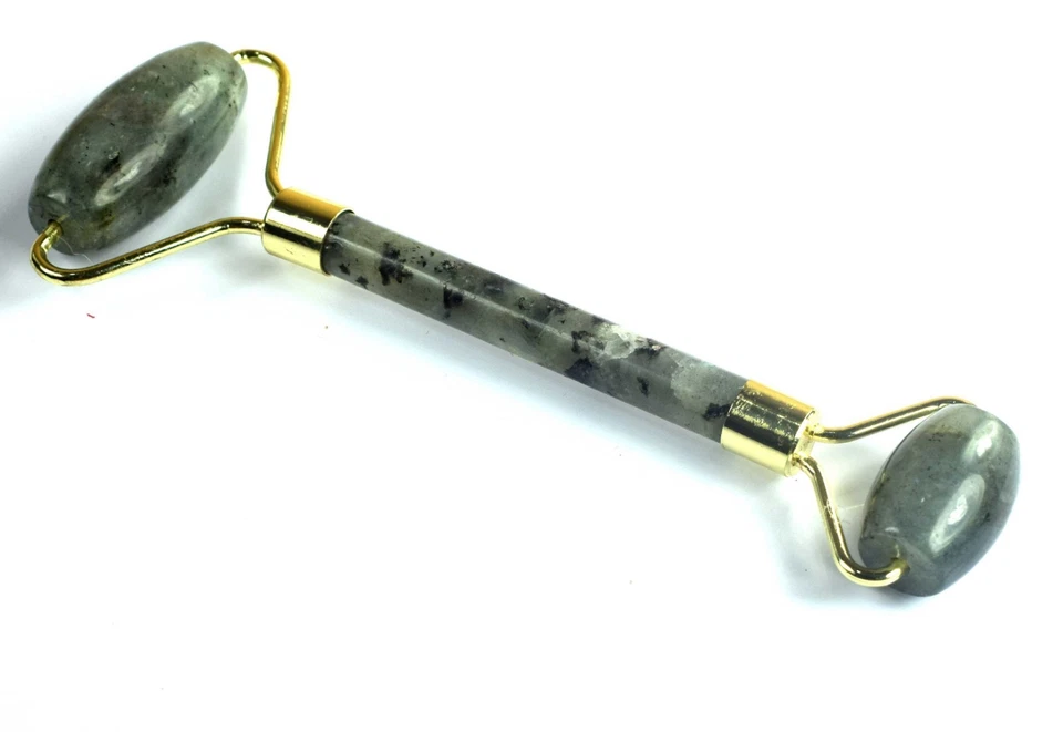 Rodillo de varita de masaje curativo pulido doble piedra preciosa de labradorita puntiaguda  Foto 2 de 4