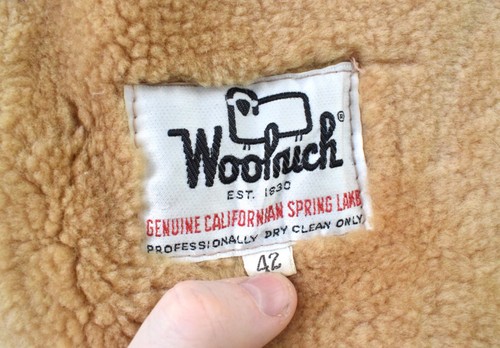 WOOLRICH Californian Lamb Suede Shearling Coat Size 42R/52R XL Vintage Camel USA - Picture 5 of 20