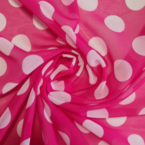 Polka Dot Spots Poly Silky Crepe Fabric Sewing Craft Dress Material 58" Meter - Afbeelding 44 van 55