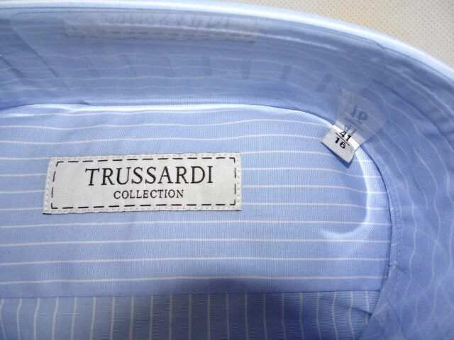 NUEVO CON ETIQUETAS $325 Hombres TRUSSARDI 16 35.5 SL 41 EU CAMISA DE VESTIR SUPER DELGADA BEIGE LINO ITALIA Foto 4 de 4