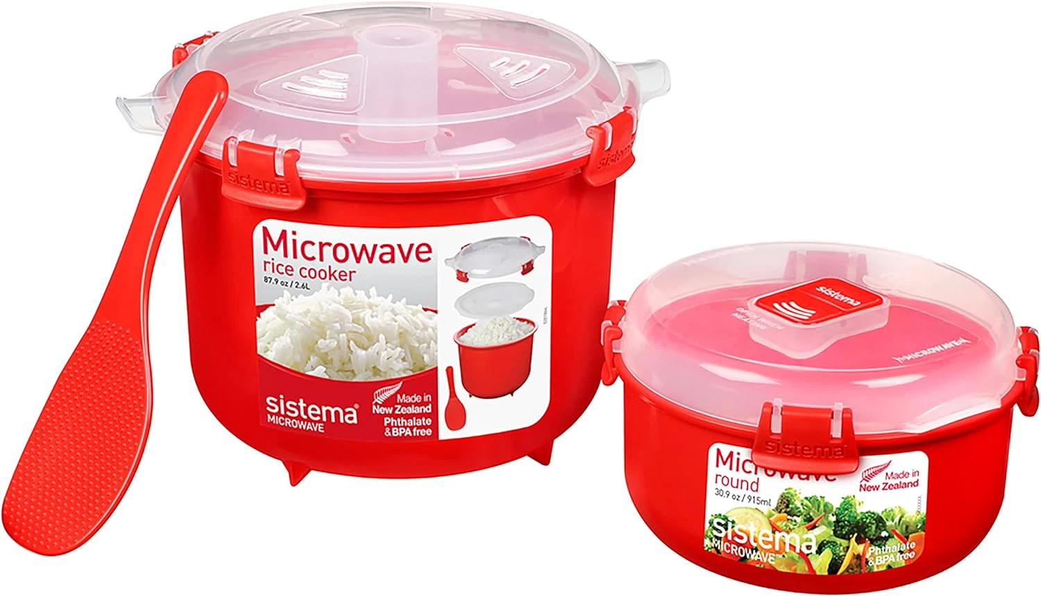 Sistema Microwave Rice Cooker (2.6L) & Round Microwave Food Container (915ml) S