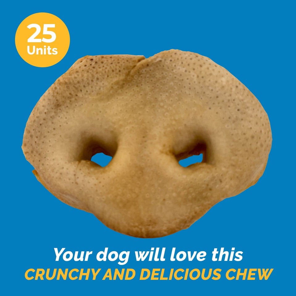 Treat Time! 25-Count All-Natural Pig Snout Chews For Dogs – Single Ingredient Pork