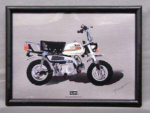Illustration Honda Monkey Z50j White Illustration With Frame Japan Ebay